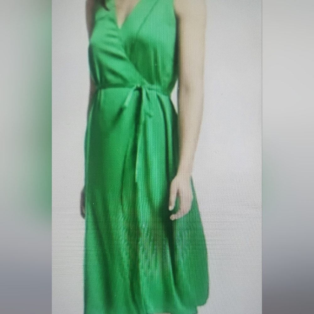 Banana Republic Green Wrap Midi Silk Sleeveless Dress NWT